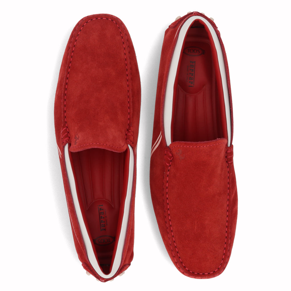 トッズ TODS シューズ レザーシューズ メンズ レッド スエード ゴンミーニ ドライビングシューズ モカシン フェラーリ ロゴ