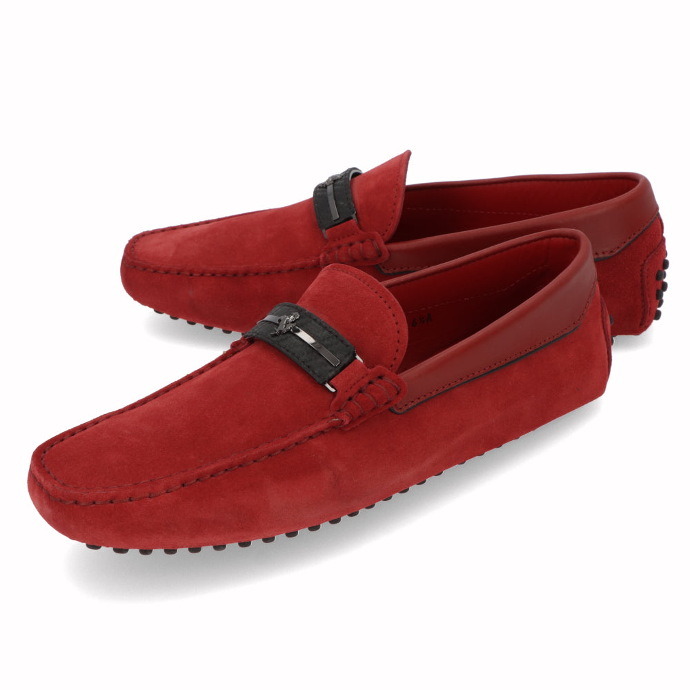 トッズ TODS シューズ レザーシューズ メンズ レッド スエード ゴンミーニ ドライビングシューズ モカシン フェラーリ ロゴ