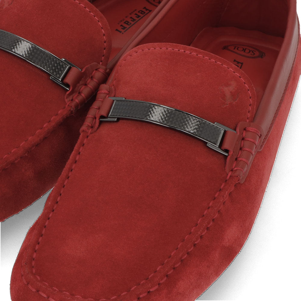 トッズ TOD'S シューズ レザーシューズ メンズ NEW GOMMINI 122 ACCES.CARBONIO SLIM RQ2 ROSSO ARANC SC レッド スエード ゴンミーニ ドライビングシューズ モカシン フェラーリ ロゴ XRM0GW0R340RQ2 R007