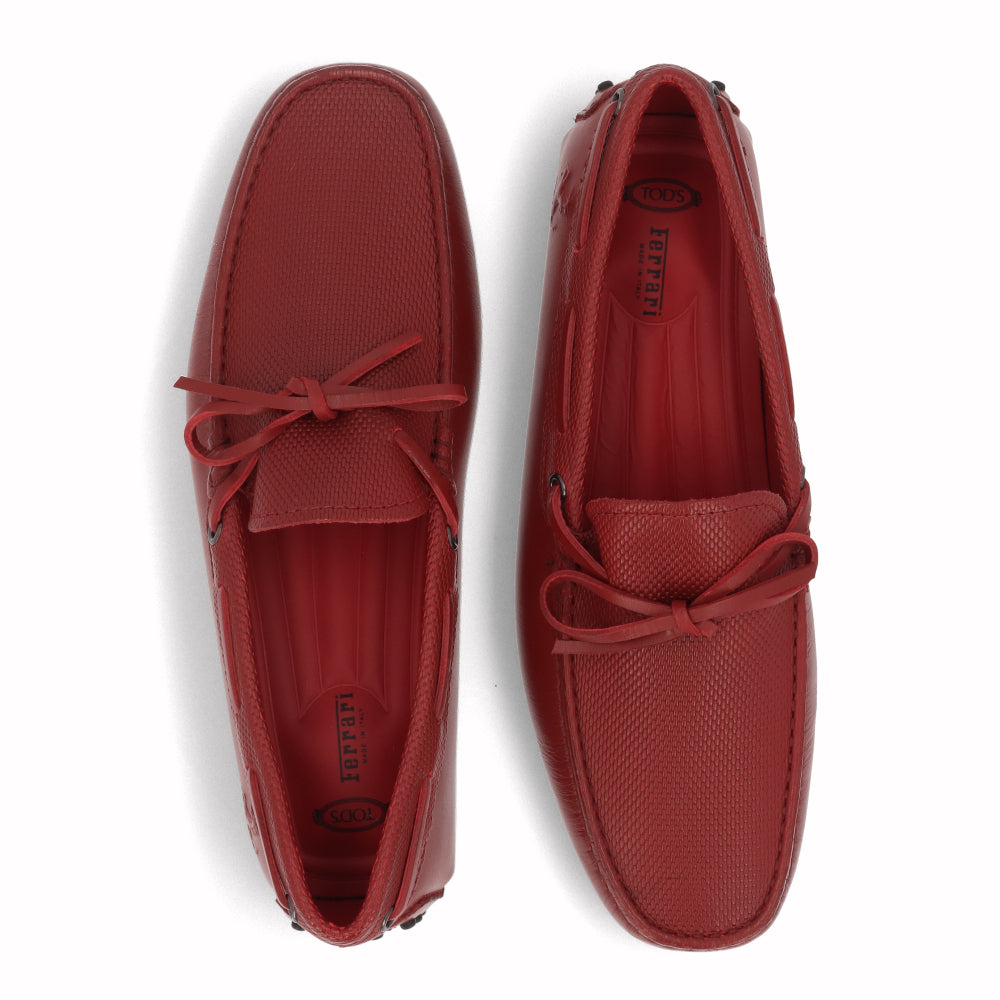トッズ TODS シューズ レザーシューズ メンズ レッド レザー ゴンミーニ ドライビングシューズ モカシン フェラーリ ロゴ