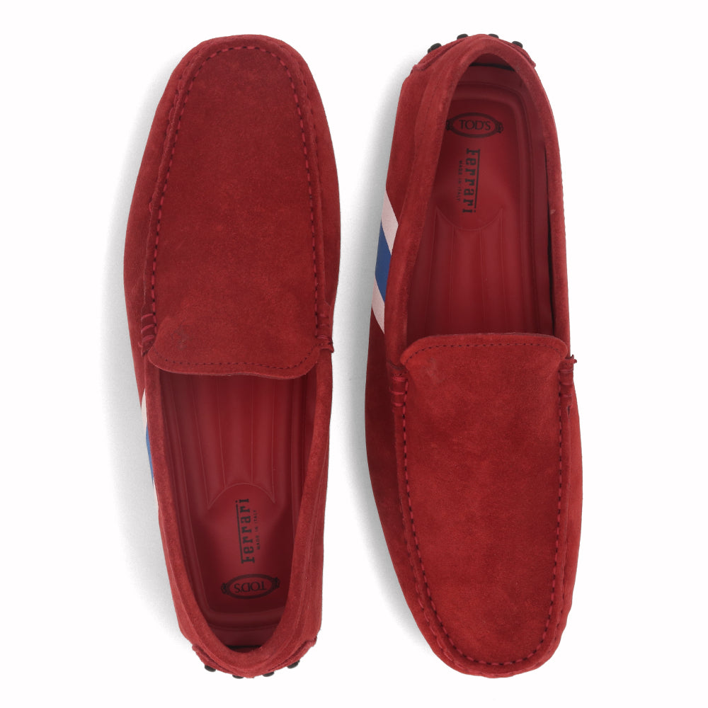 トッズ TOD'S シューズ レザーシューズ メンズ レッド スエード ゴンミーニ ドライビングシューズ モカシン フェラーリ ロゴ