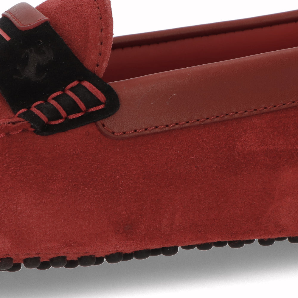 トッズ TOD'S シューズ レザーシューズ メンズ レッド スエード ゴンミーニ ドライビングシューズ モカシン フェラーリ ロゴ