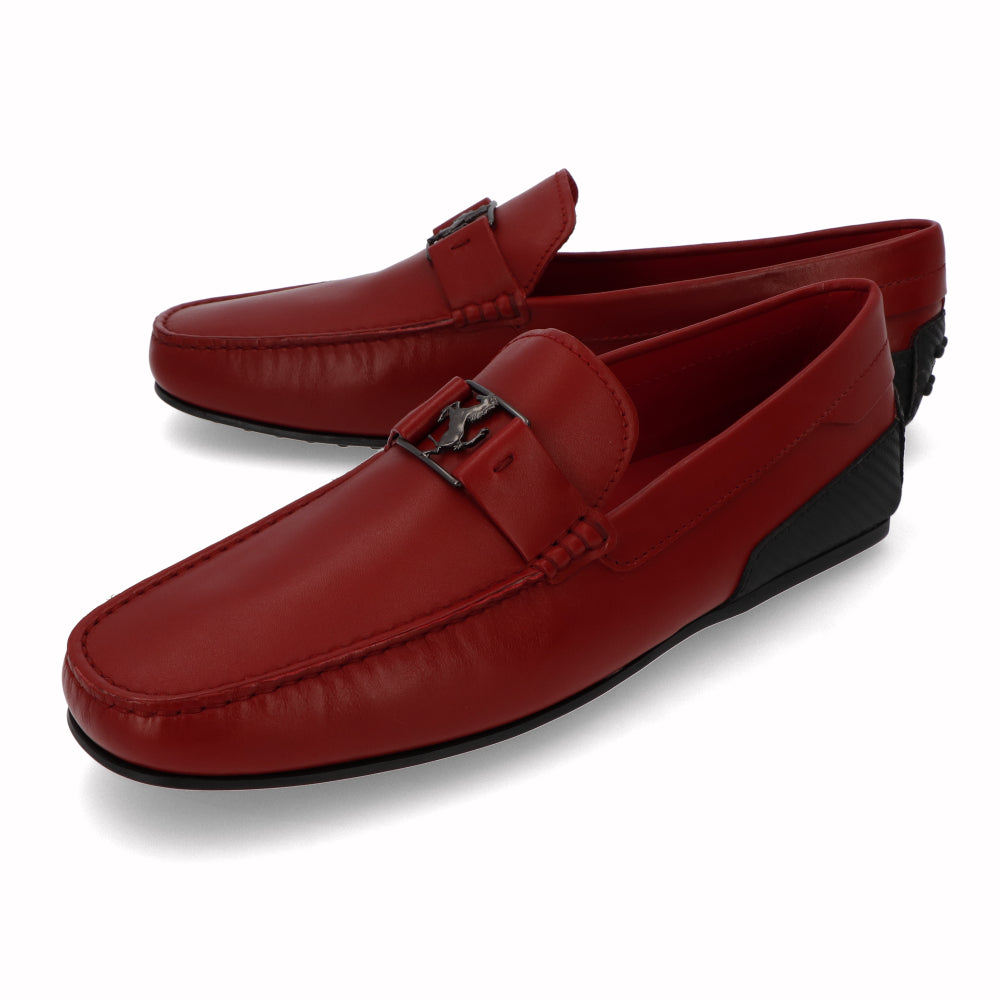 トッズ TOD'S シューズ レザーシューズ メンズ レッド レザー ゴンミーニ ドライビングシューズ モカシン フェラーリ ロゴ