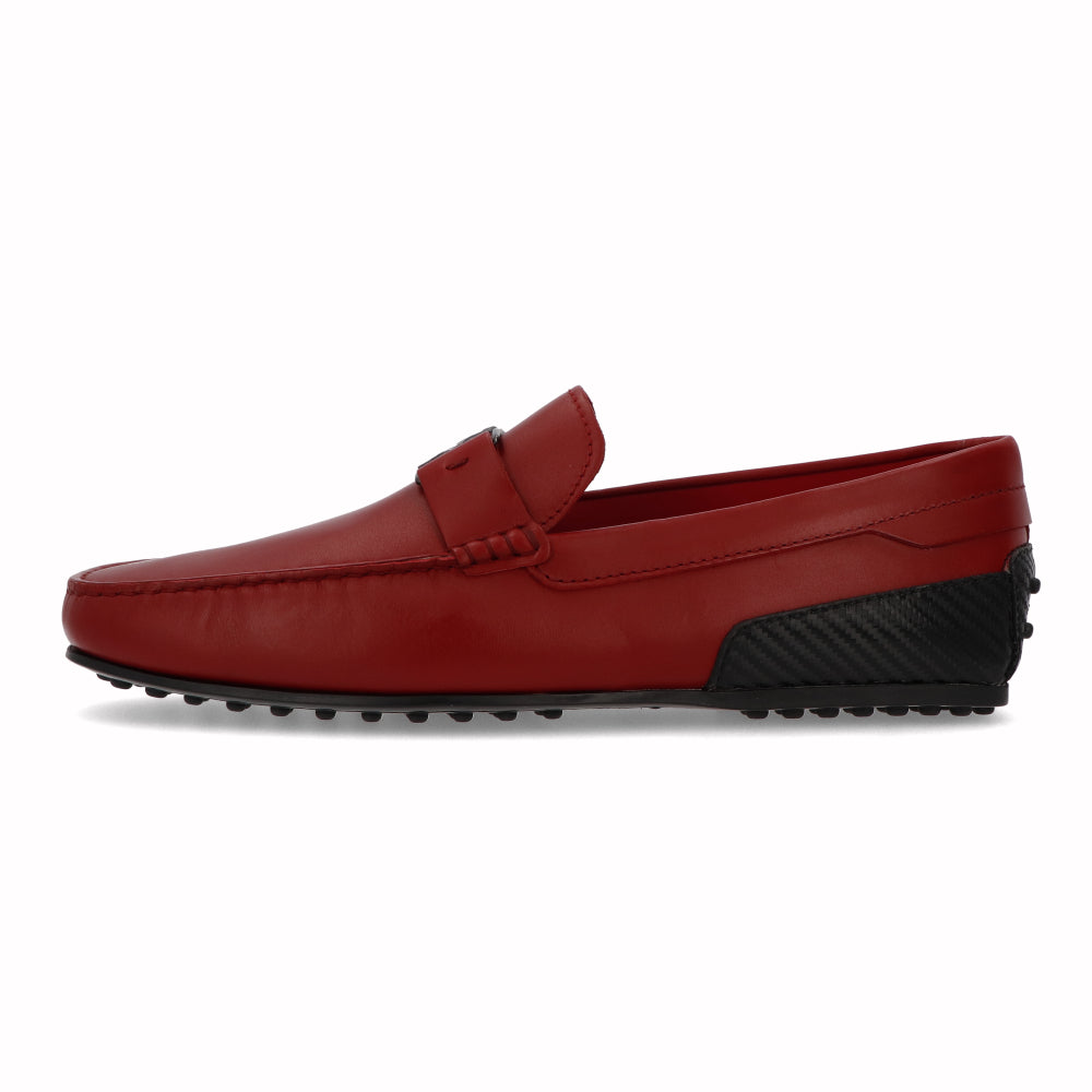 トッズ TOD'S シューズ レザーシューズ メンズ レッド レザー ゴンミーニ ドライビングシューズ モカシン フェラーリ ロゴ