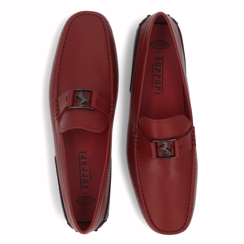 トッズ TOD'S シューズ レザーシューズ メンズ レッド レザー ゴンミーニ ドライビングシューズ モカシン フェラーリ ロゴ
