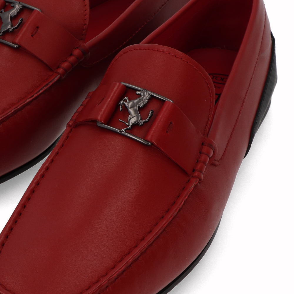 トッズ TOD'S シューズ レザーシューズ メンズ レッド レザー ゴンミーニ ドライビングシューズ モカシン フェラーリ ロゴ