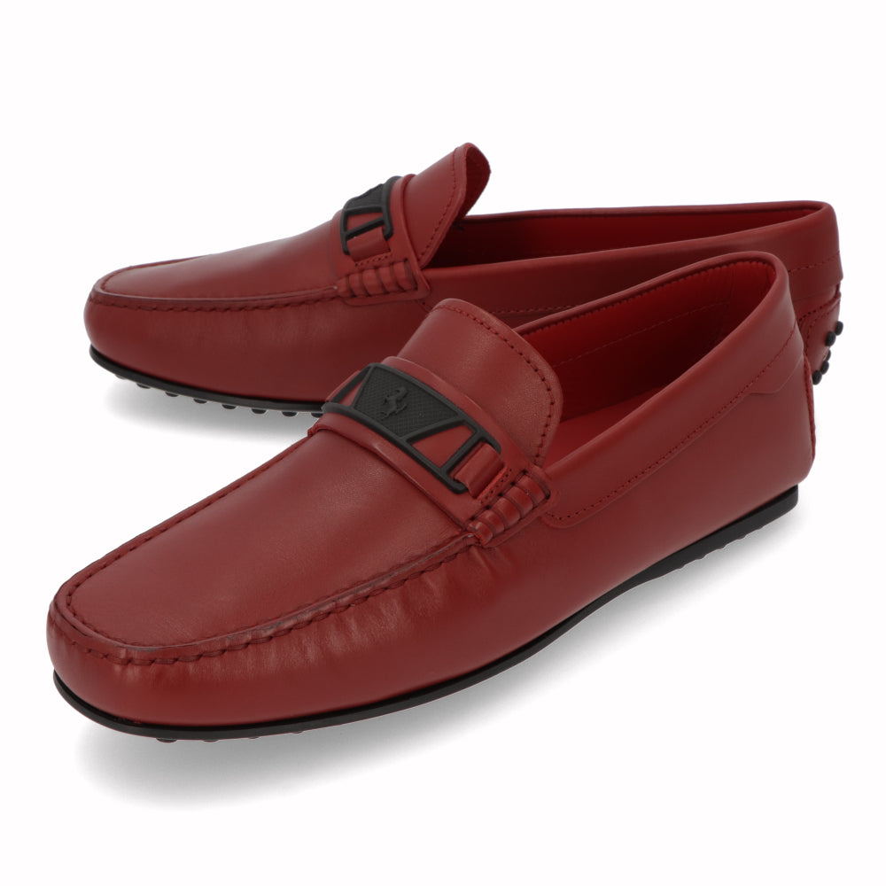 トッズ TODS シューズ レザーシューズ メンズ レッド レザー ゴンミーニ ドライビングシューズ モカシン フェラーリ ロゴ