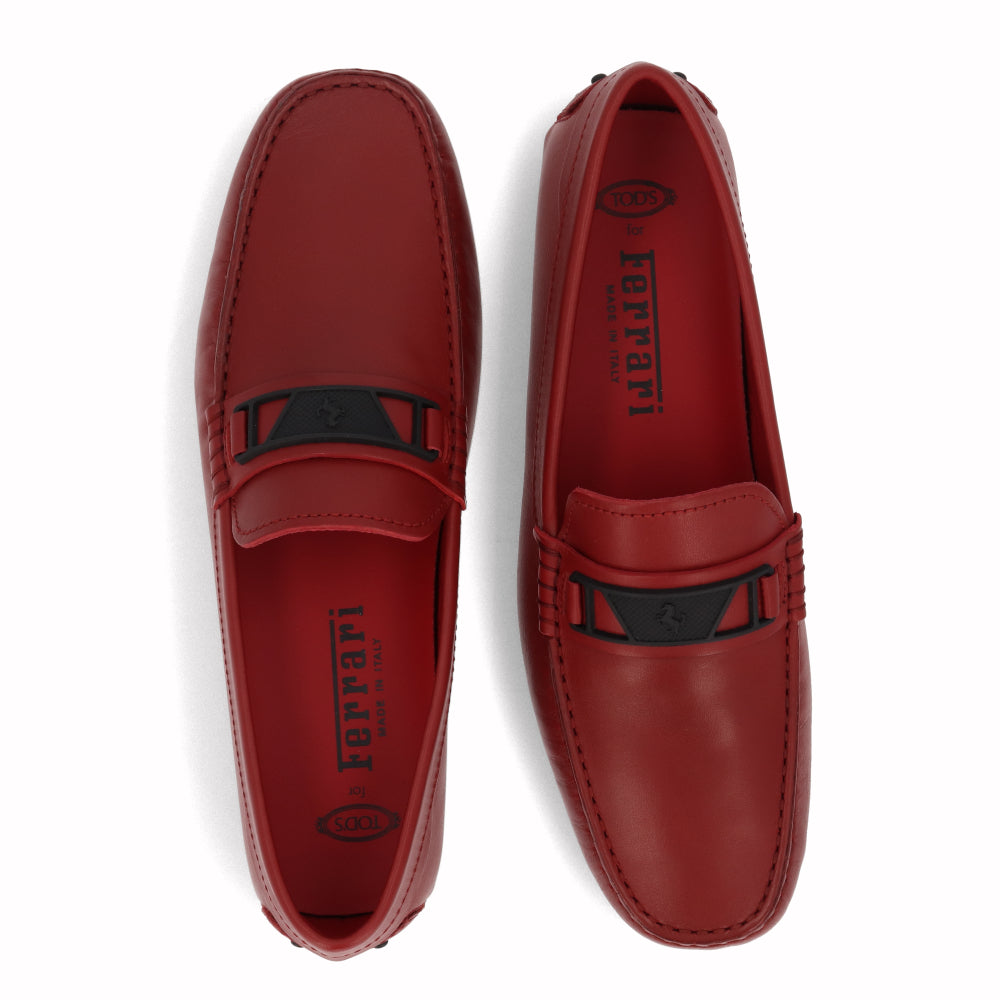 トッズ TODS シューズ レザーシューズ メンズ レッド レザー ゴンミーニ ドライビングシューズ モカシン フェラーリ ロゴ