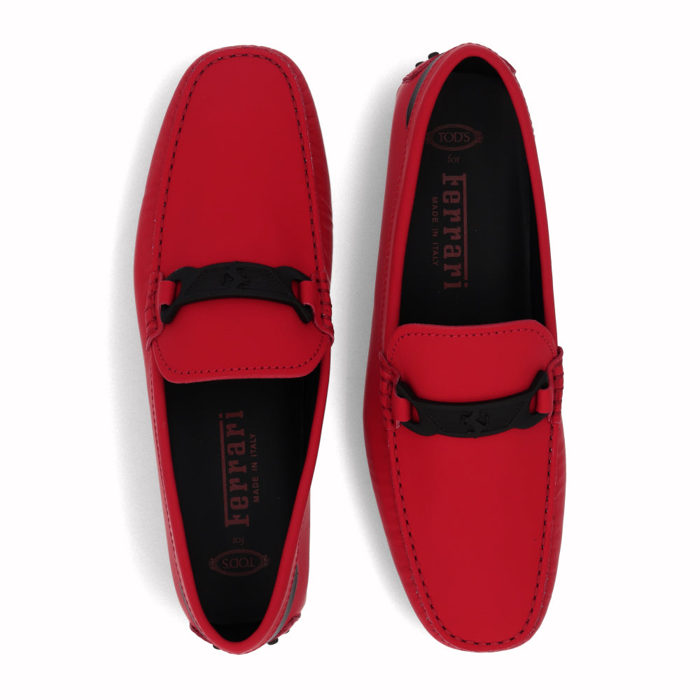 トッズ TOD'S シューズ レザーシューズ メンズ レッド レザー ゴンミーニ モカシン ドライビングシューズ フェラーリ Ferrari ロゴ