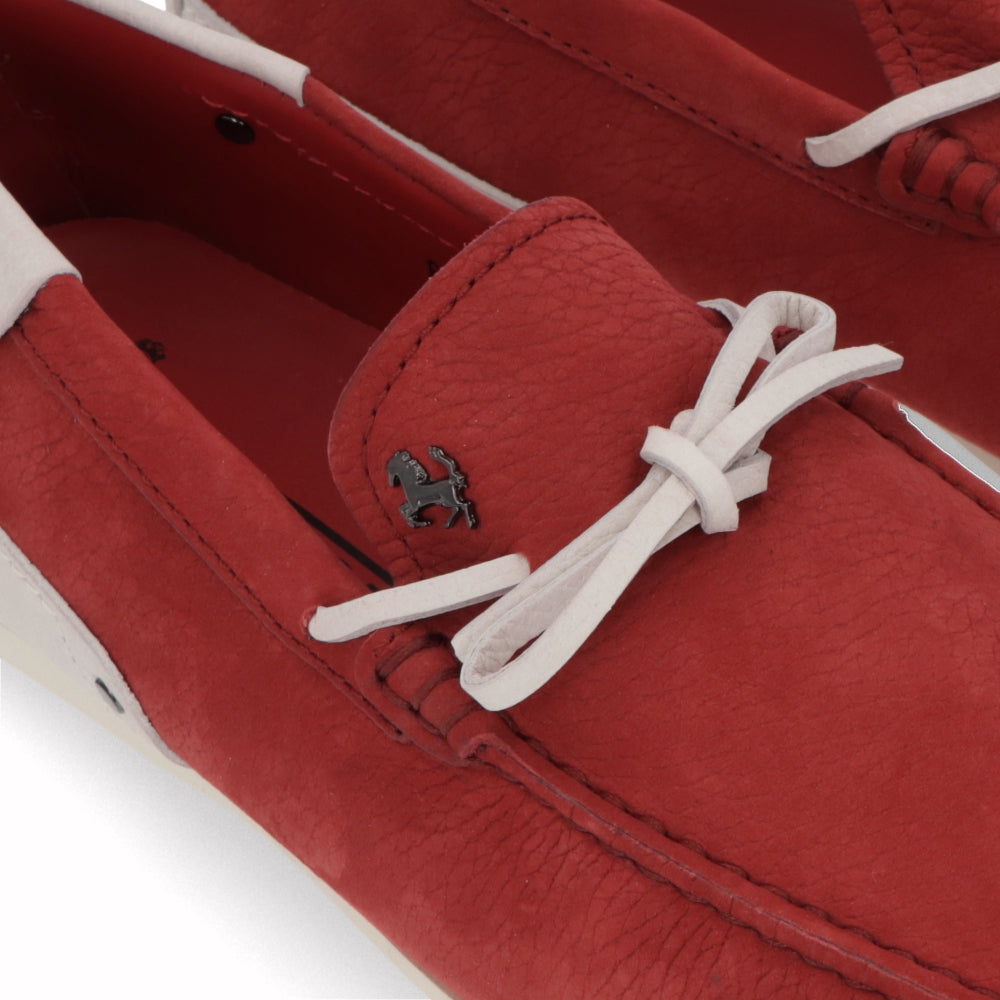 トッズ シューズ レザーシューズ メンズ レッド×ホワイト レザー ゴンミーニ モカシン ドライビングシューズ フェラーリ Ferrari ロゴ
