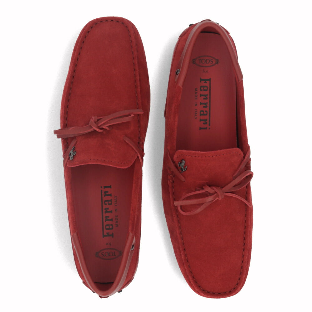 トッズ TOD'S シューズ レザーシューズ メンズ CITY GOMMINO LACCETTO RQ2 ROSSO ARANC SC レッド スエード ゴンミーニ ドライビングシューズ モカシン フェラーリ ロゴ リボン XRM0LR0I800RQ2 R007