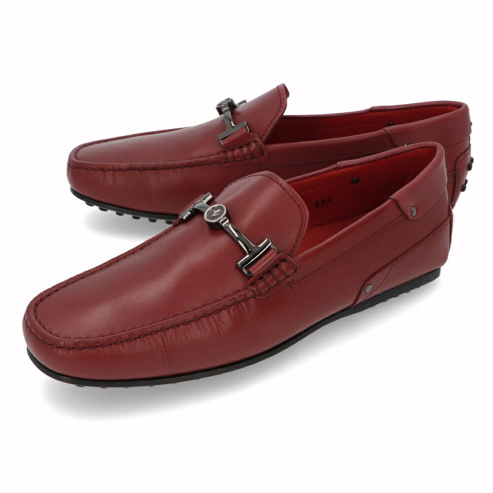 トッズ TOD'S シューズ レザーシューズ メンズ CITY GOMMINO DOPPIA TD90 レッド レザー ゴンミーニ ドライビングシューズ モカシン フェラーリ ロゴ メタルバックル XRM0LR0K750D90 R604