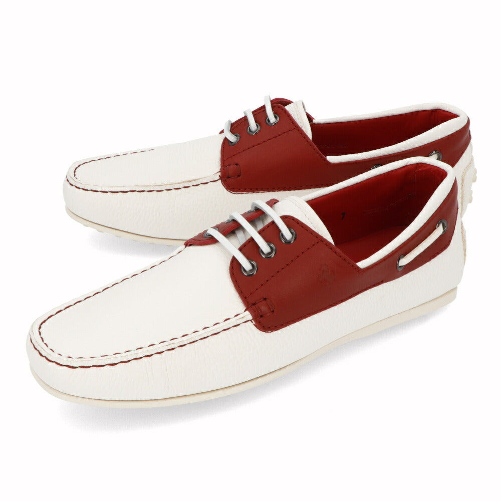 トッズ TOD'S シューズ レザーシューズ メンズ CITY GOMMINO TOP SIDER BARCA 8AG BIANCO ROSSO ARA ホワイト×レッド レザー ゴンミーニ ドライビングシューズ モカシン フェラーリ ロゴ リボン XRM0LR0L2708AG 159K
