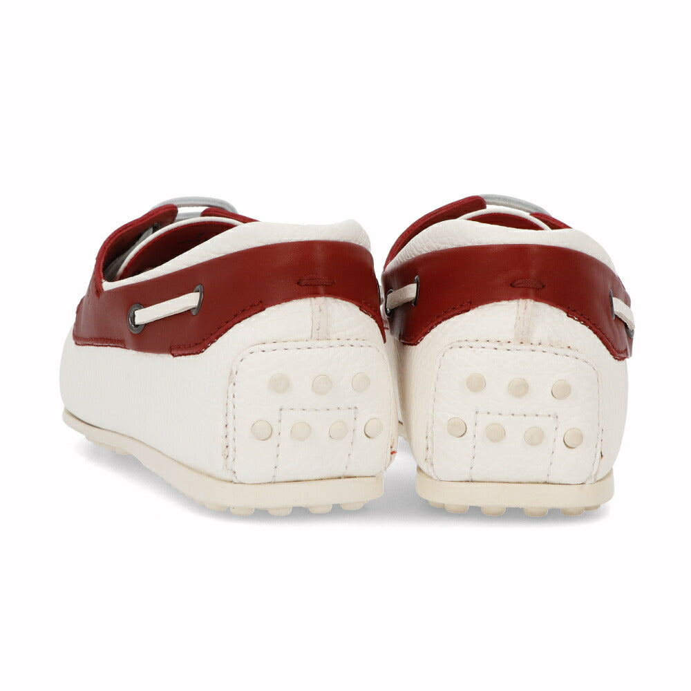 トッズ TOD'S シューズ レザーシューズ メンズ CITY GOMMINO TOP SIDER BARCA 8AG BIANCO ROSSO ARA ホワイト×レッド レザー ゴンミーニ ドライビングシューズ モカシン フェラーリ ロゴ リボン XRM0LR0L2708AG 159K