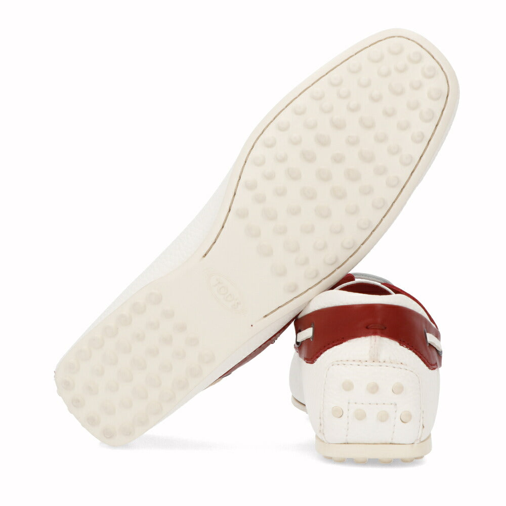 トッズ TOD'S シューズ レザーシューズ メンズ CITY GOMMINO TOP SIDER BARCA 8AG BIANCO ROSSO ARA ホワイト×レッド レザー ゴンミーニ ドライビングシューズ モカシン フェラーリ ロゴ リボン XRM0LR0L2708AG 159K