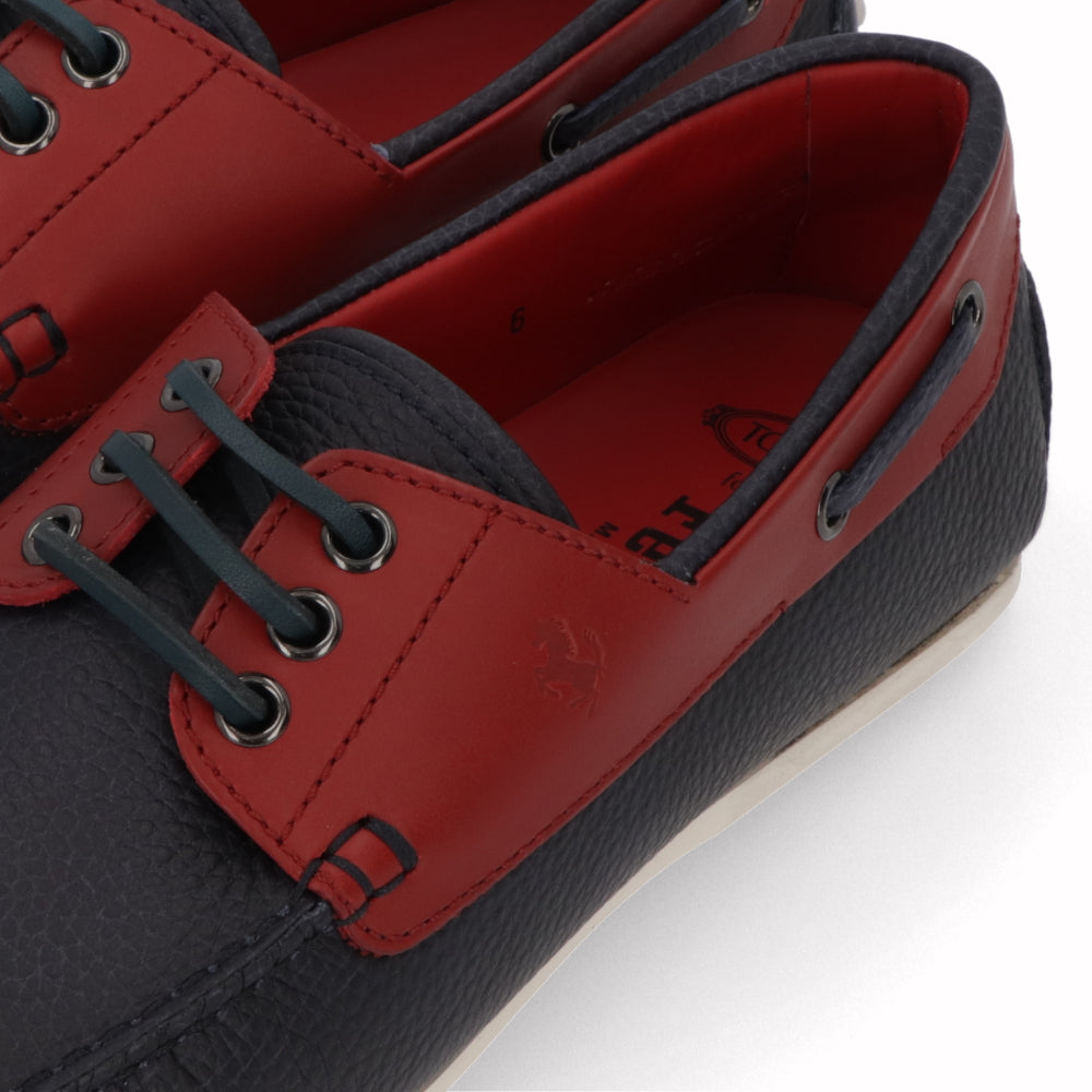 トッズ シューズ レザーシューズ メンズ ネイビー×レッド レザー ゴンミーニ モカシン ドライビングシューズ フェラーリ Ferrari ロゴ