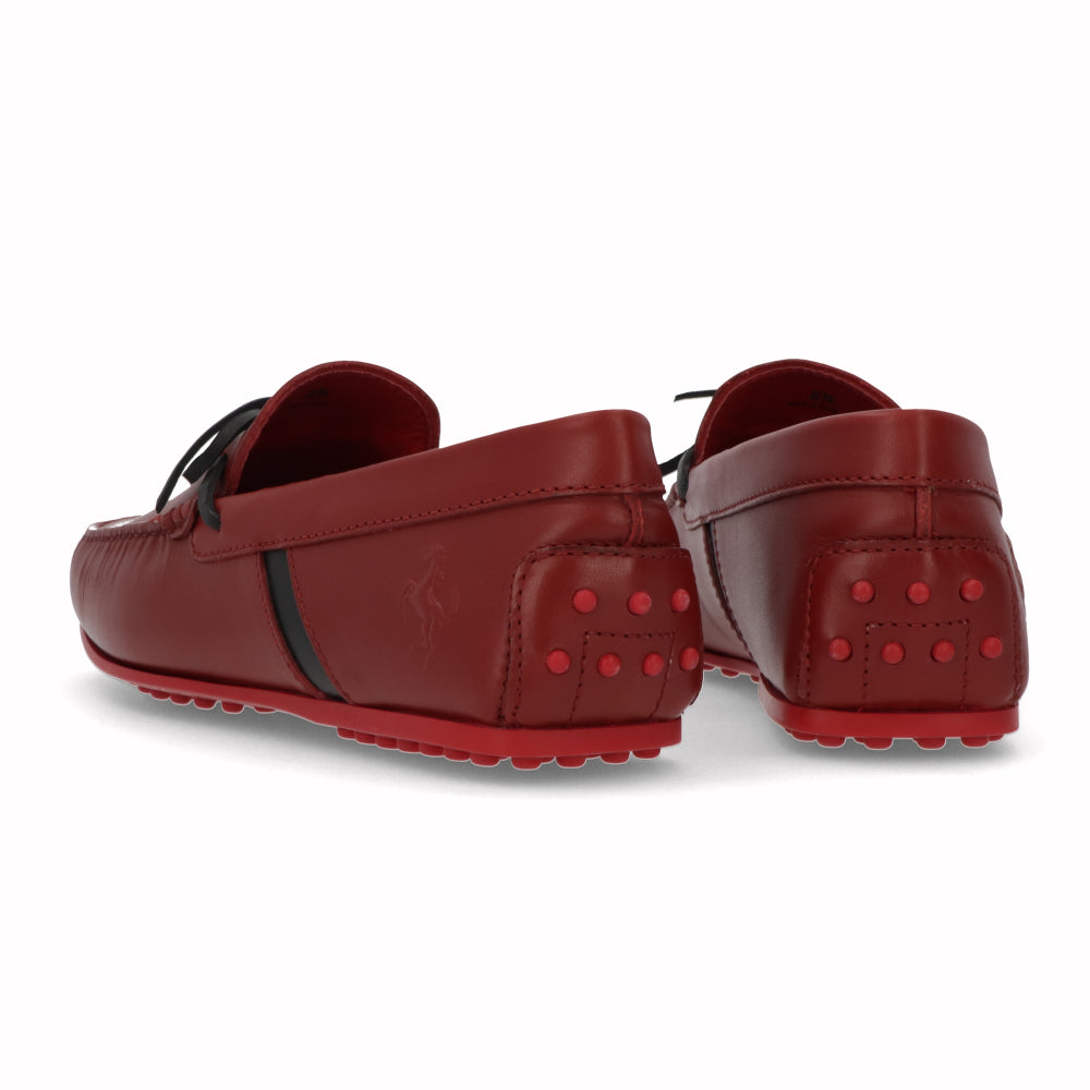 トッズ シューズ レザーシューズ メンズ レッド レザー ゴンミーニ モカシン ドライビングシューズ フェラーリ Ferrari ロゴ リボン