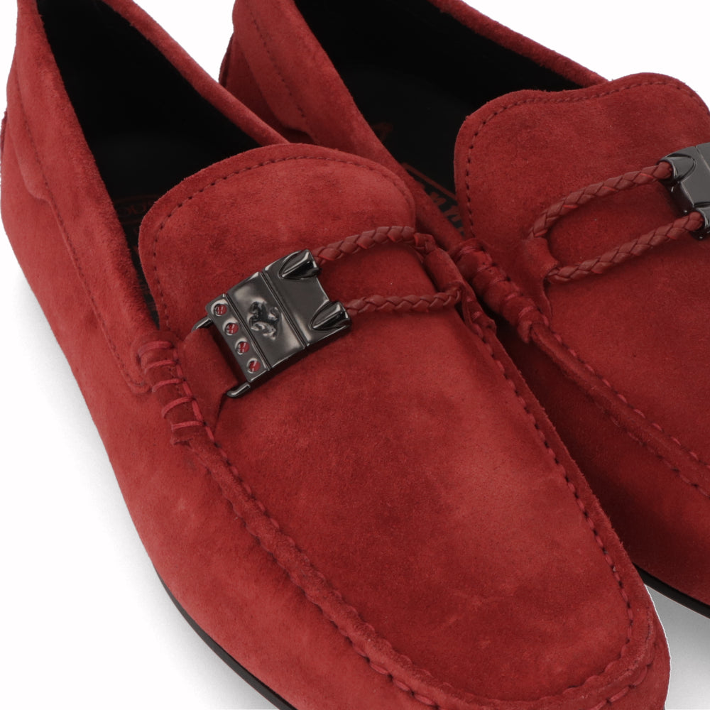 トッズ TOD'S シューズ レザーシューズ メンズ レッド スエード ゴンミーニ モカシン ドライビングシューズ フェラーリ Ferrari ロゴ