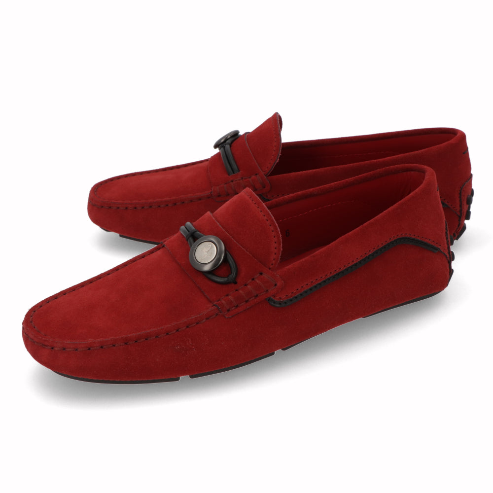 トッズ TOD'S シューズ レザーシューズ メンズ レッド スエード ゴンミーニ モカシン ドライビングシューズ フェラーリ Ferrari ロゴ