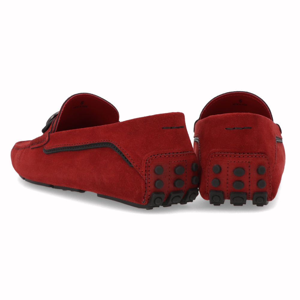 トッズ TOD'S シューズ レザーシューズ メンズ レッド スエード ゴンミーニ モカシン ドライビングシューズ フェラーリ Ferrari ロゴ