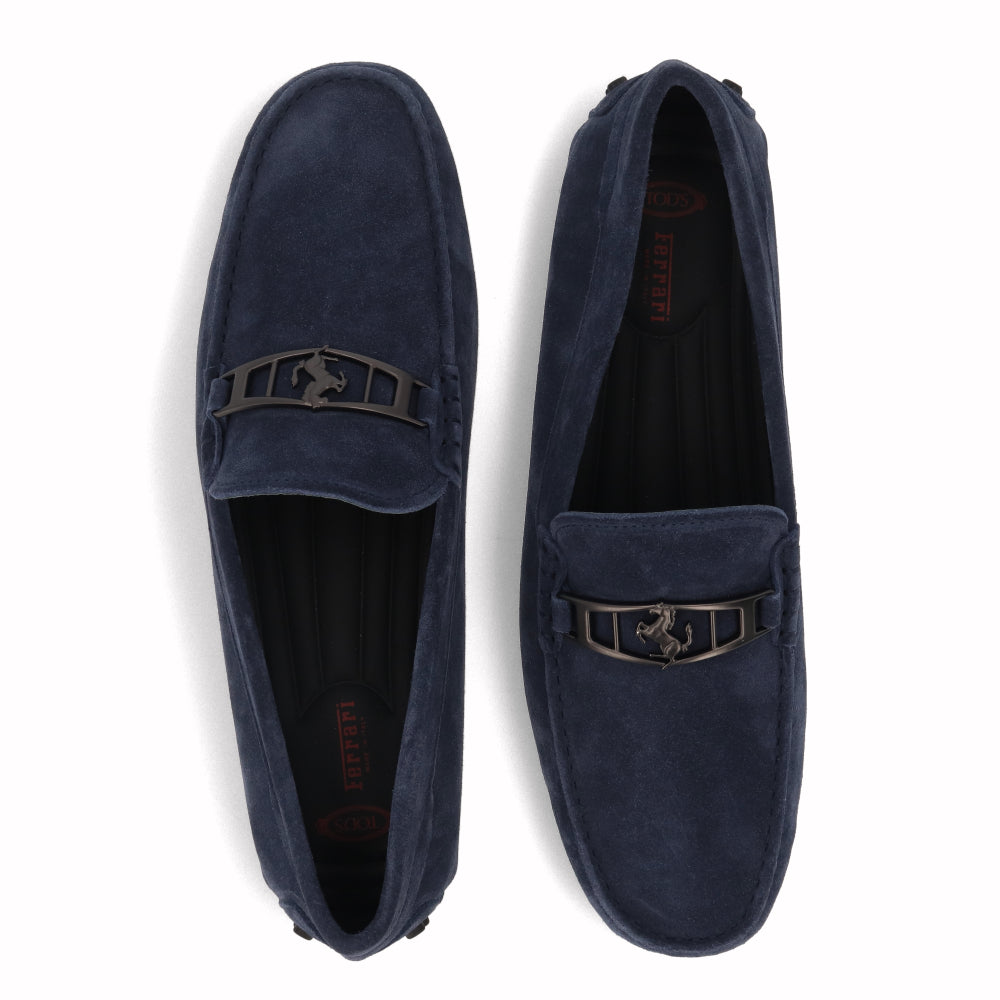 トッズ TOD'S シューズ レザーシューズ メンズ ブルー スエード ゴンミーニ モカシン ドライビングシューズ フェラーリ Ferrari ロゴ