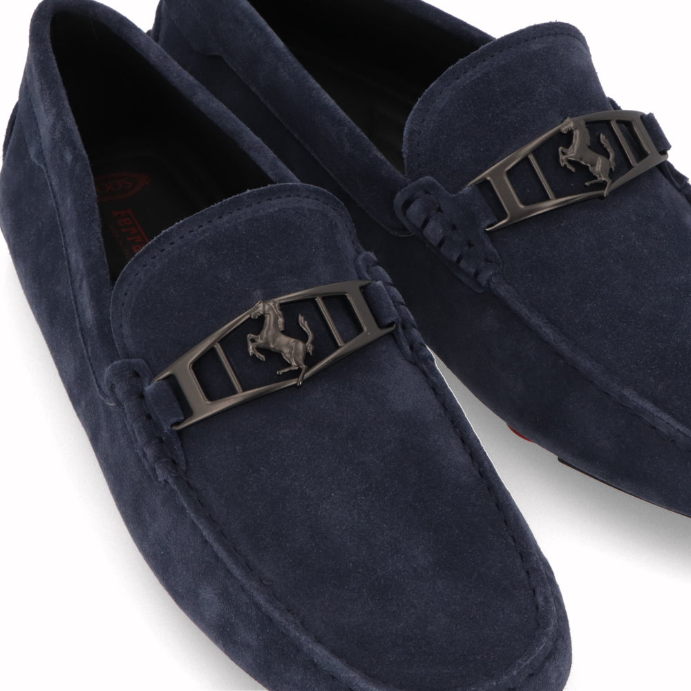 トッズ TOD'S シューズ レザーシューズ メンズ ブルー スエード ゴンミーニ モカシン ドライビングシューズ フェラーリ Ferrari ロゴ