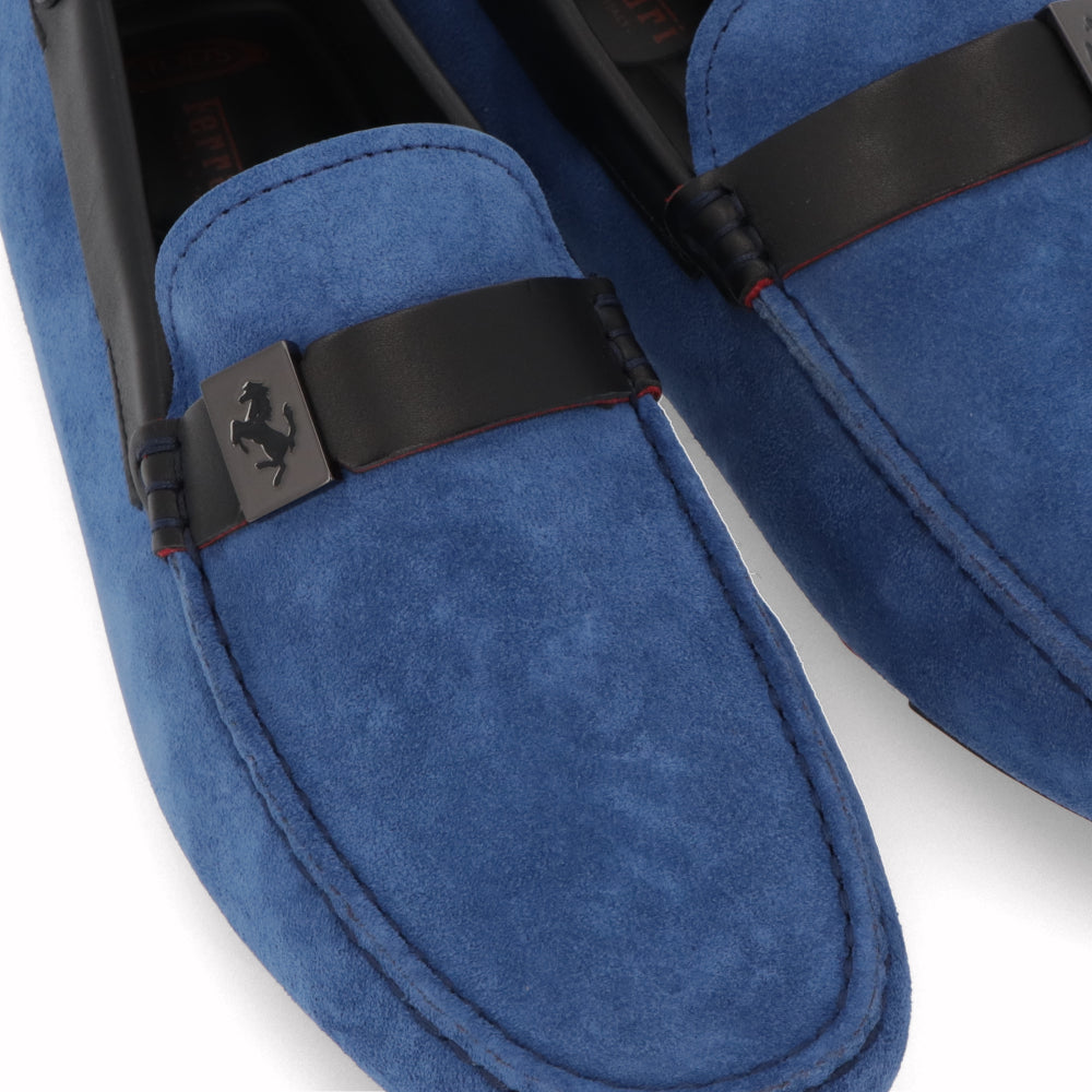 トッズ TOD'S シューズ レザーシューズ メンズ ブルー スエード ゴンミーニ ドライビングシューズ モカシン フェラーリ ロゴ