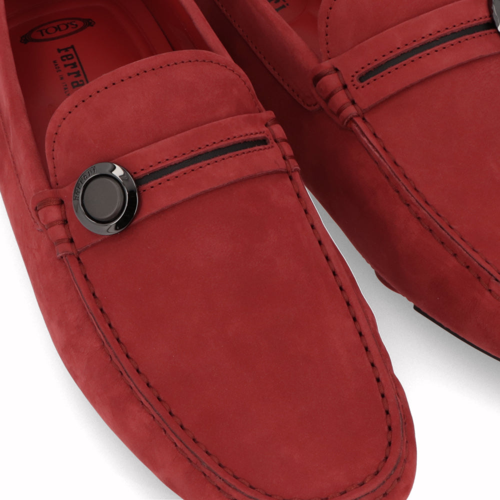 トッズ TOD'S シューズ レザーシューズ メンズ レッド レザー ゴンミーニ ドライビングシューズ モカシン フェラーリ ロゴ