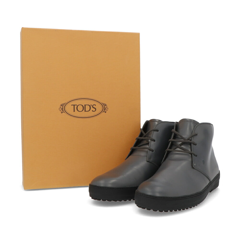 トッズ TOD'S シューズ レザーシューズ メンズ POLACCO REST.DOUBLE T UOMO 08N ブルー系 レザー シルバー系 グレー系 チャッカブーツ レースアップ ロゴ XXM0CD00D8X08N B612