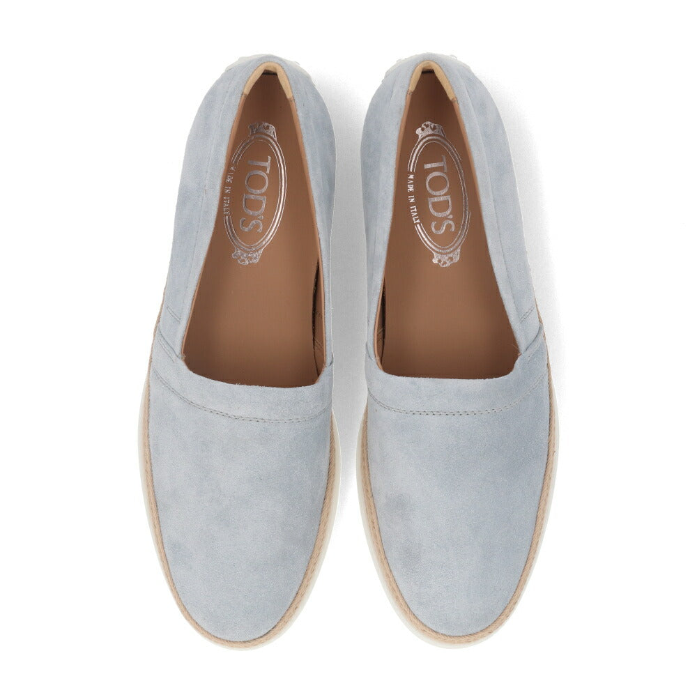 トッズ TOD'S シューズ レザーシューズ メンズ PANTOFOLA IMBOTTITA GOMMA RAFIA TV BYE TOPAZIO ライトブルー スエード スリッポン エスパドリーユ ローカット ロゴ XXM0TV0W80ZBYE U012