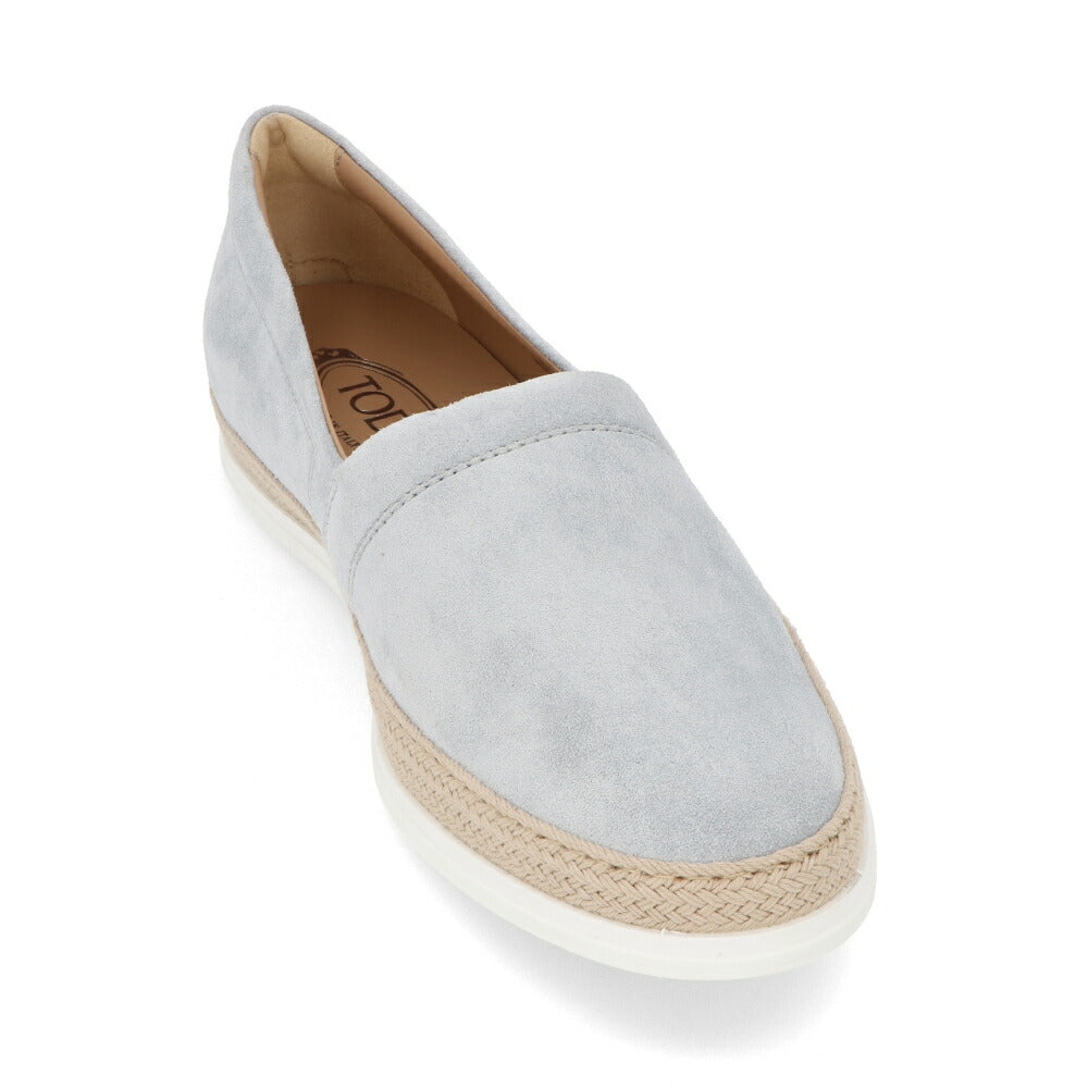 トッズ TOD'S シューズ レザーシューズ メンズ PANTOFOLA IMBOTTITA GOMMA RAFIA TV BYE TOPAZIO ライトブルー スエード スリッポン エスパドリーユ ローカット ロゴ XXM0TV0W80ZBYE U012