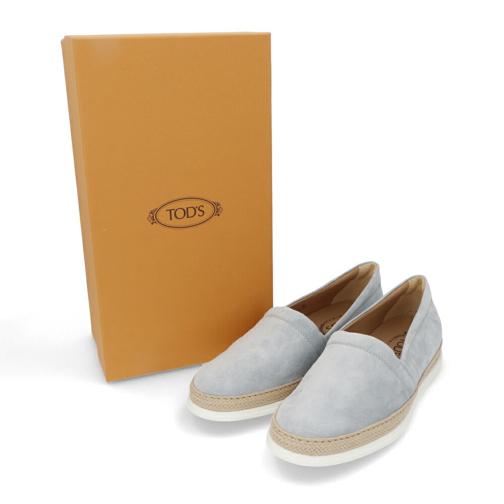 トッズ TOD'S シューズ レザーシューズ メンズ PANTOFOLA IMBOTTITA GOMMA RAFIA TV BYE TOPAZIO ライトブルー スエード スリッポン エスパドリーユ ローカット ロゴ XXM0TV0W80ZBYE U012