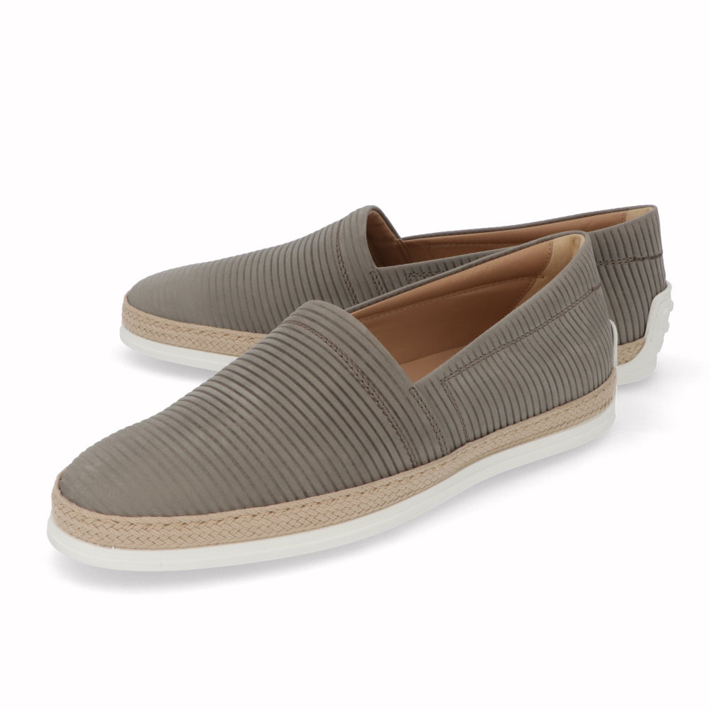 トッズ TOD'S シューズ レザーシューズ メンズ グレー スエード ゴンミーニ スリッポン ロゴ エスパドリーユ