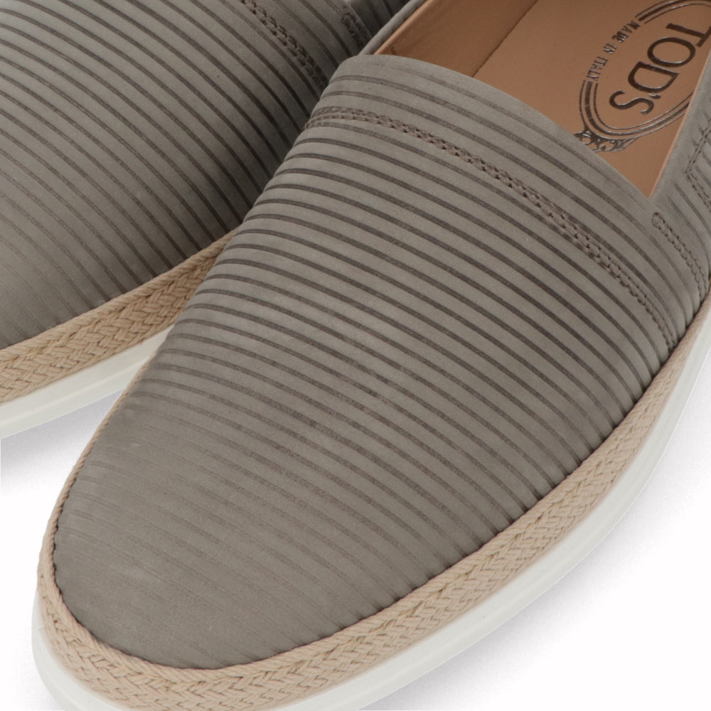 トッズ TOD'S シューズ レザーシューズ メンズ グレー スエード ゴンミーニ スリッポン ロゴ エスパドリーユ