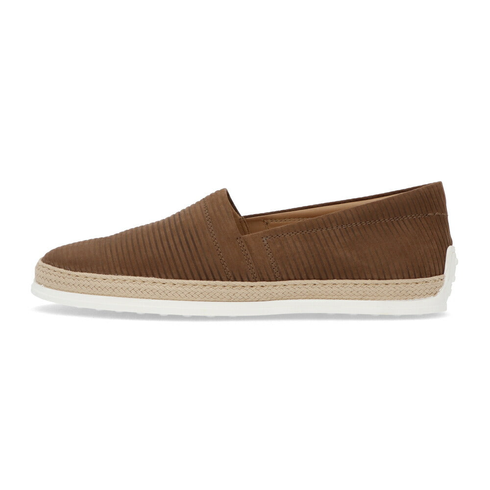 トッズ TOD'S シューズ レザーシューズ メンズ PANTOFOLA IMBOTTITA GOMMA RAFIA TV ML1 ダークブラウン レザー スリッポン エスパドリーユ ローカット ロゴ ヴィンテージ加工 XXM0TV0W80ZML1 S818