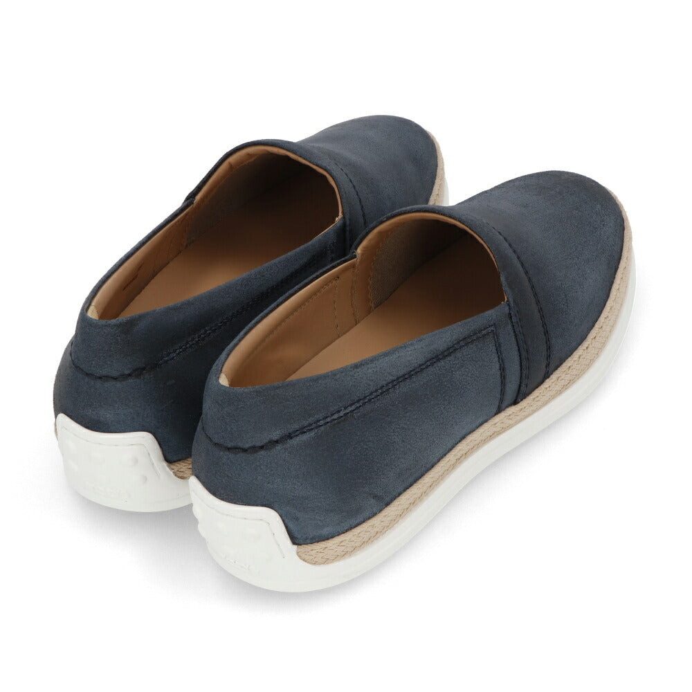 トッズ TOD'S シューズ レザーシューズ メンズ PANTOFOLA IMBOTTITA GOMMA RAFIA TV ML1 PERSIA ブルー レザー スリッポン エスパドリーユ ローカット ロゴ ヴィンテージ加工 XXM0TV0W80ZML1 U407