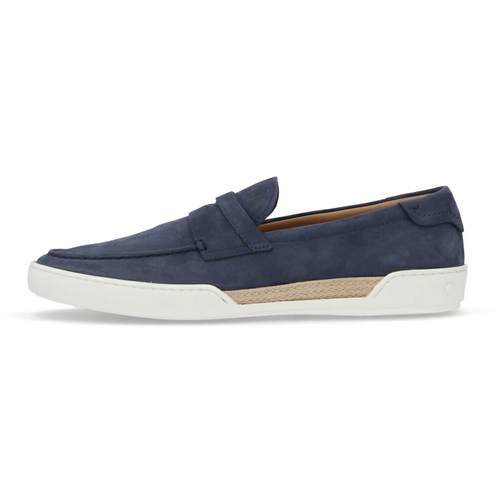 トッズ TOD'S シューズ レザーシューズ メンズ MOCASSINO GOMMA LEGGERA 48B PX6 GALASSIA ブルー レザー ヌバック スリッポン ラバーソール ロゴ XXM48B0BC3ZPX6 U820