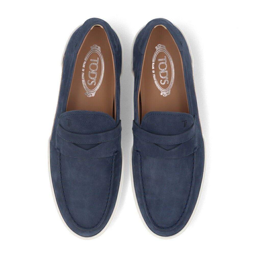 トッズ TOD'S シューズ レザーシューズ メンズ MOCASSINO GOMMA LEGGERA 48B PX6 GALASSIA ブルー レザー ヌバック スリッポン ラバーソール ロゴ XXM48B0BC3ZPX6 U820