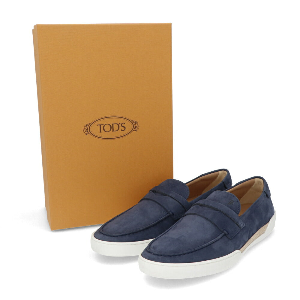 トッズ TOD'S シューズ レザーシューズ メンズ MOCASSINO GOMMA LEGGERA 48B PX6 GALASSIA ブルー レザー ヌバック スリッポン ラバーソール ロゴ XXM48B0BC3ZPX6 U820