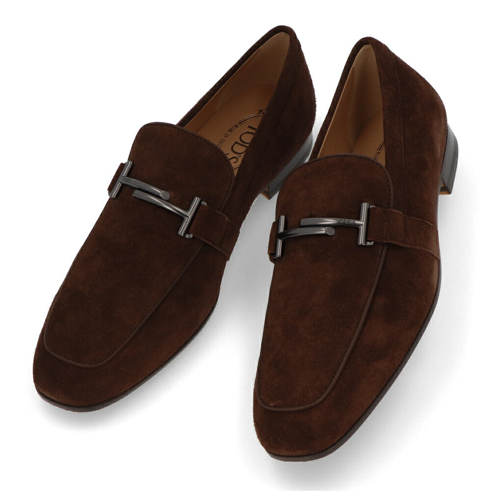 トッズ TOD'S シューズ レザーシューズ メンズ XXM50A0U090CCO S803 ダークブラウン スエード モカシン ブラウン スウェード ダブルT ロゴ MOCASSINO DOPPIA T FONDO CUOIO 50A CCO FONDENTE
