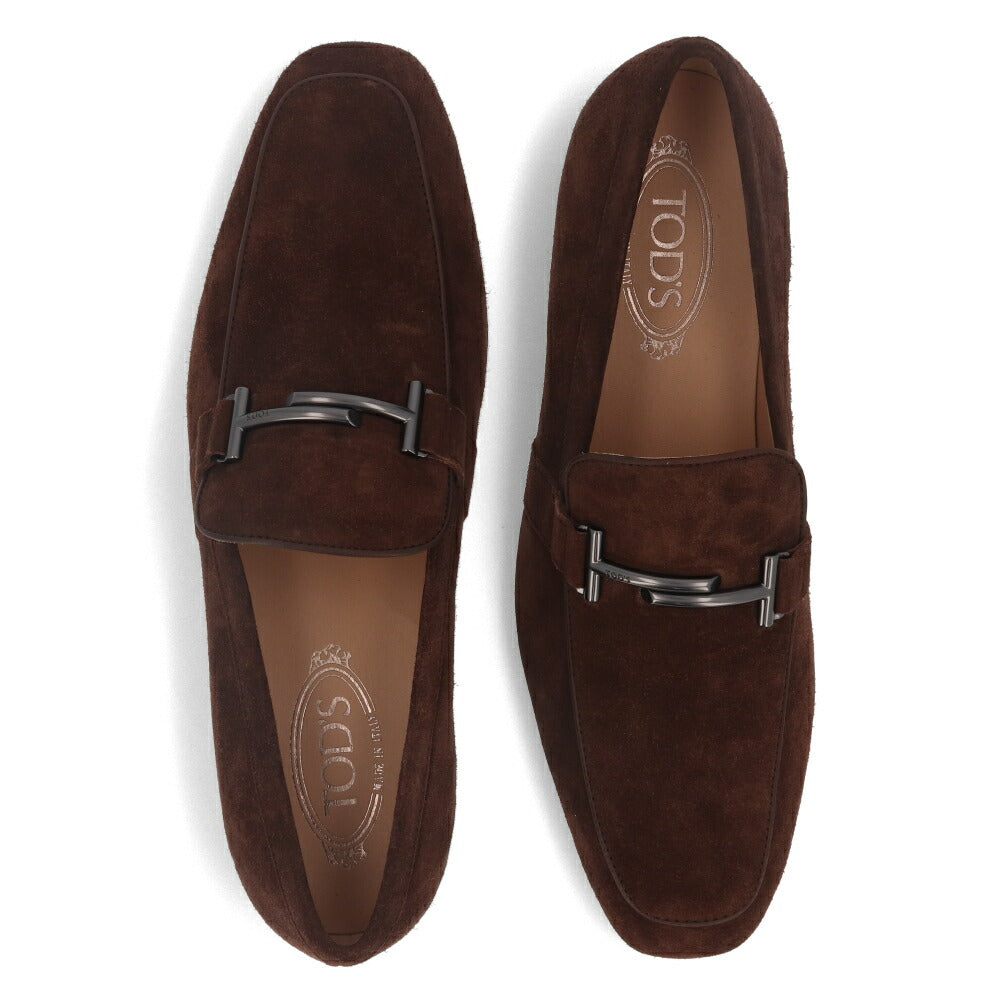 トッズ TOD'S シューズ レザーシューズ メンズ XXM50A0U090CCO S803 ダークブラウン スエード モカシン ブラウン スウェード ダブルT ロゴ MOCASSINO DOPPIA T FONDO CUOIO 50A CCO FONDENTE