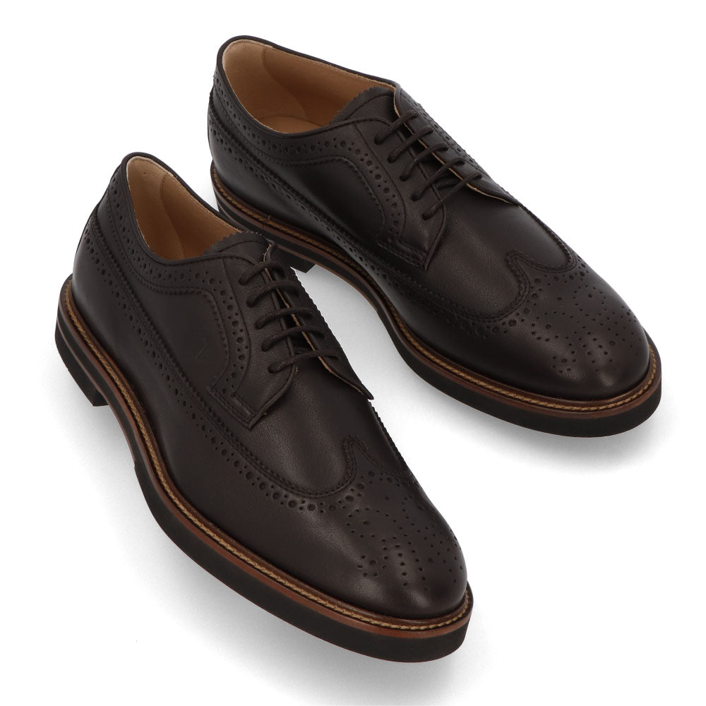 トッズ TOD'S シューズ レザーシューズ メンズ ALL.BUCATURA LIGHT CASUAL 53B SFR TESTA MORO ダークブラウン レザー レースアップ ウイングチップ ロゴ ドレスシューズ ビジネスシューズ XXM53B00C10SFR S800