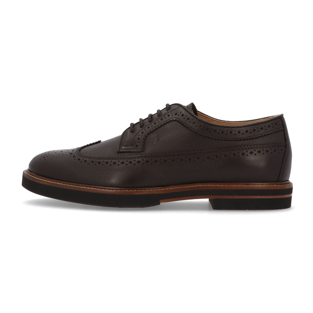 トッズ TOD'S シューズ レザーシューズ メンズ ALL.BUCATURA LIGHT CASUAL 53B SFR TESTA MORO ダークブラウン レザー レースアップ ウイングチップ ロゴ ドレスシューズ ビジネスシューズ XXM53B00C10SFR S800