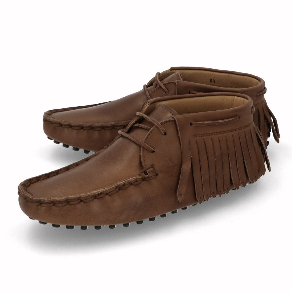 トッズ TOD'S シューズ レザーシューズ メンズ POLACCO FRANGE NUOVO GOMMINO 64C WSH ブラウン レザー ゴンミーニ デザートブーツ チャッカブーツ リボン ロゴ フリンジ ローファー XXM64C0EI60WSH S612