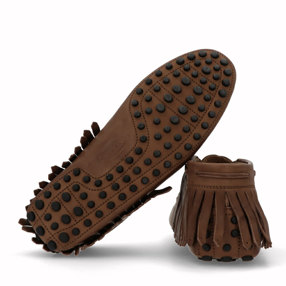 トッズ TOD'S シューズ レザーシューズ メンズ POLACCO FRANGE NUOVO GOMMINO 64C WSH ブラウン レザー ゴンミーニ デザートブーツ チャッカブーツ リボン ロゴ フリンジ ローファー XXM64C0EI60WSH S612