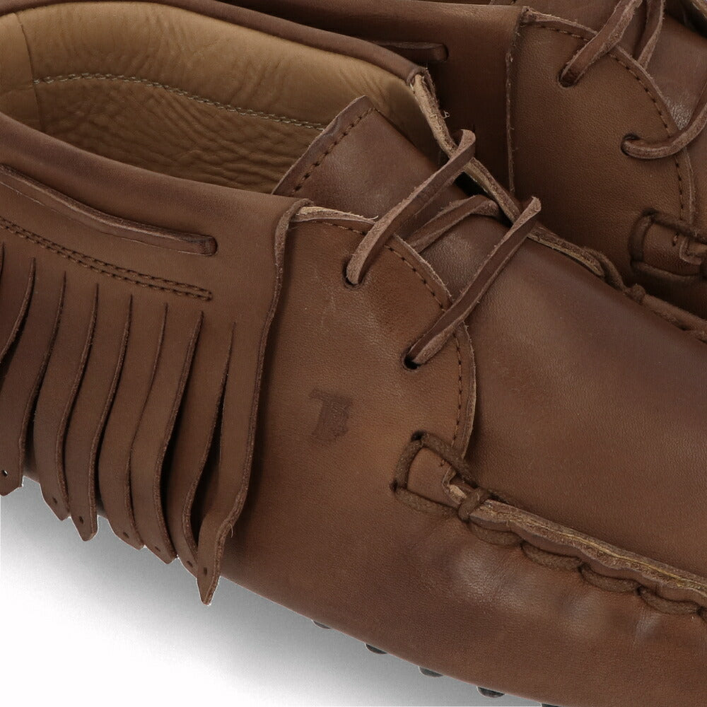 トッズ TOD'S シューズ レザーシューズ メンズ POLACCO FRANGE NUOVO GOMMINO 64C WSH ブラウン レザー ゴンミーニ デザートブーツ チャッカブーツ リボン ロゴ フリンジ ローファー XXM64C0EI60WSH S612