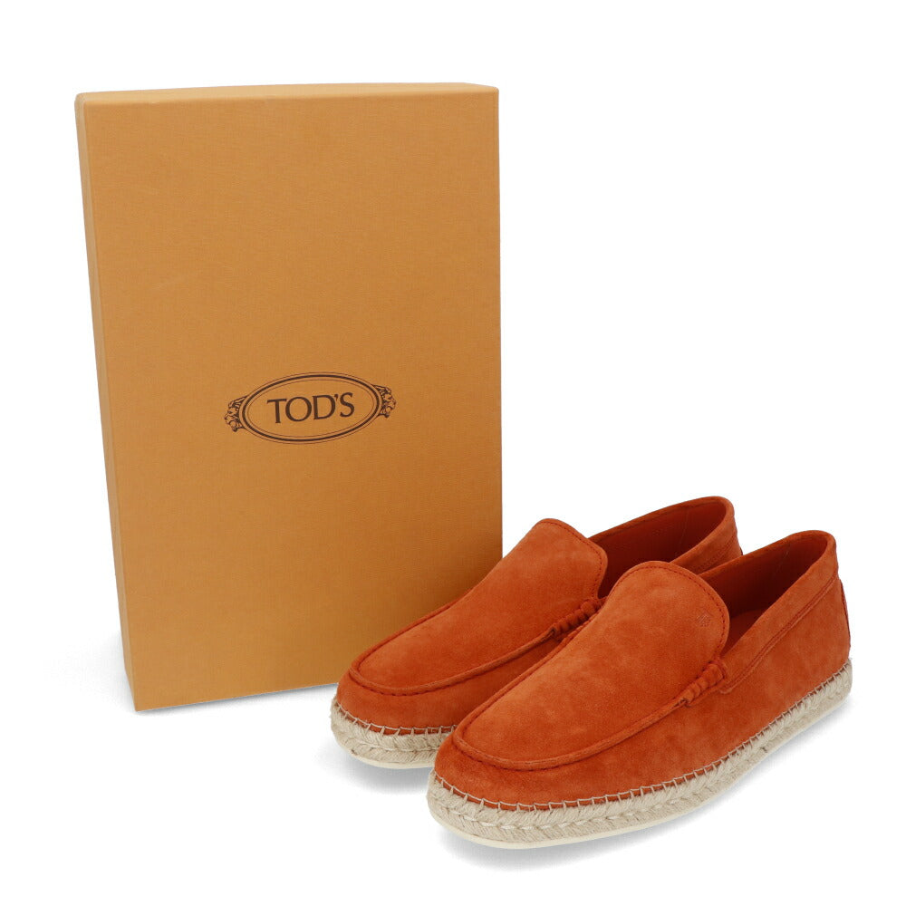 トッズ TOD'S シューズ レザーシューズ メンズ MOCASSINO ESPADRILLAS 66B RE0 MATTONE CH オレンジ スエード ゴンミーニ モカシン エスパドリーユ ロゴ シンプル スリッポン XXM66B0BM40RE0 G806