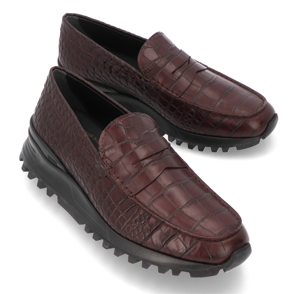 トッズ シューズ レザーシューズ ローファー メンズ ALBER ELBAZ ブラウン ダークバイオレット レザー 本革 厚底 XXM98B00640CORL822