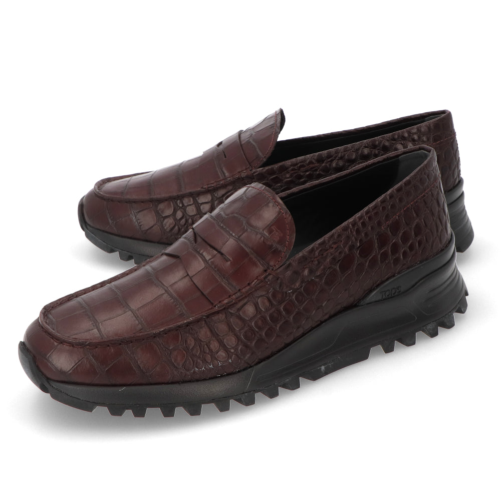 トッズ シューズ レザーシューズ ローファー メンズ ALBER ELBAZ ブラウン ダークバイオレット レザー 本革 厚底 XXM98B00640CORL822