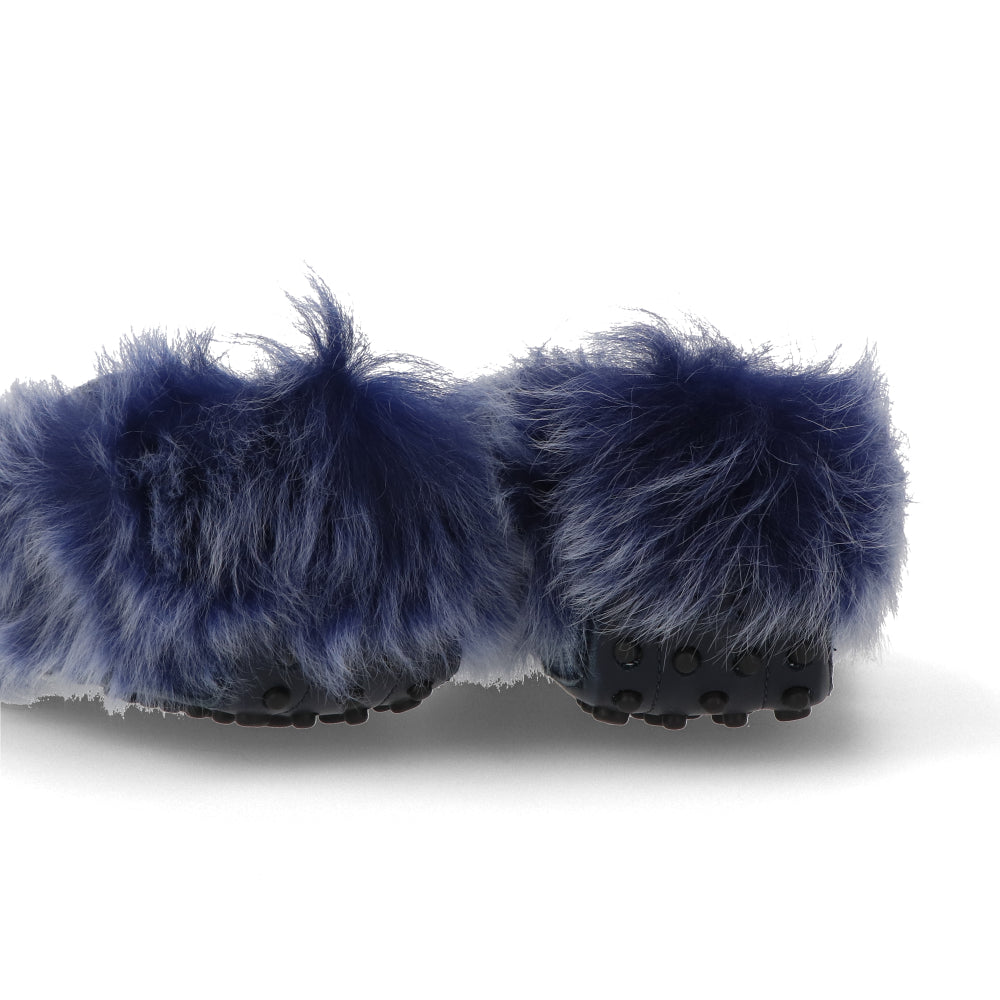 トッズ シューズ パンプス レディース ネイビー ダブルT ドライビングシューズ モカシン ファーシューズ デニム ヒールなし ムートン XXW00G0X880IUB0ZYS